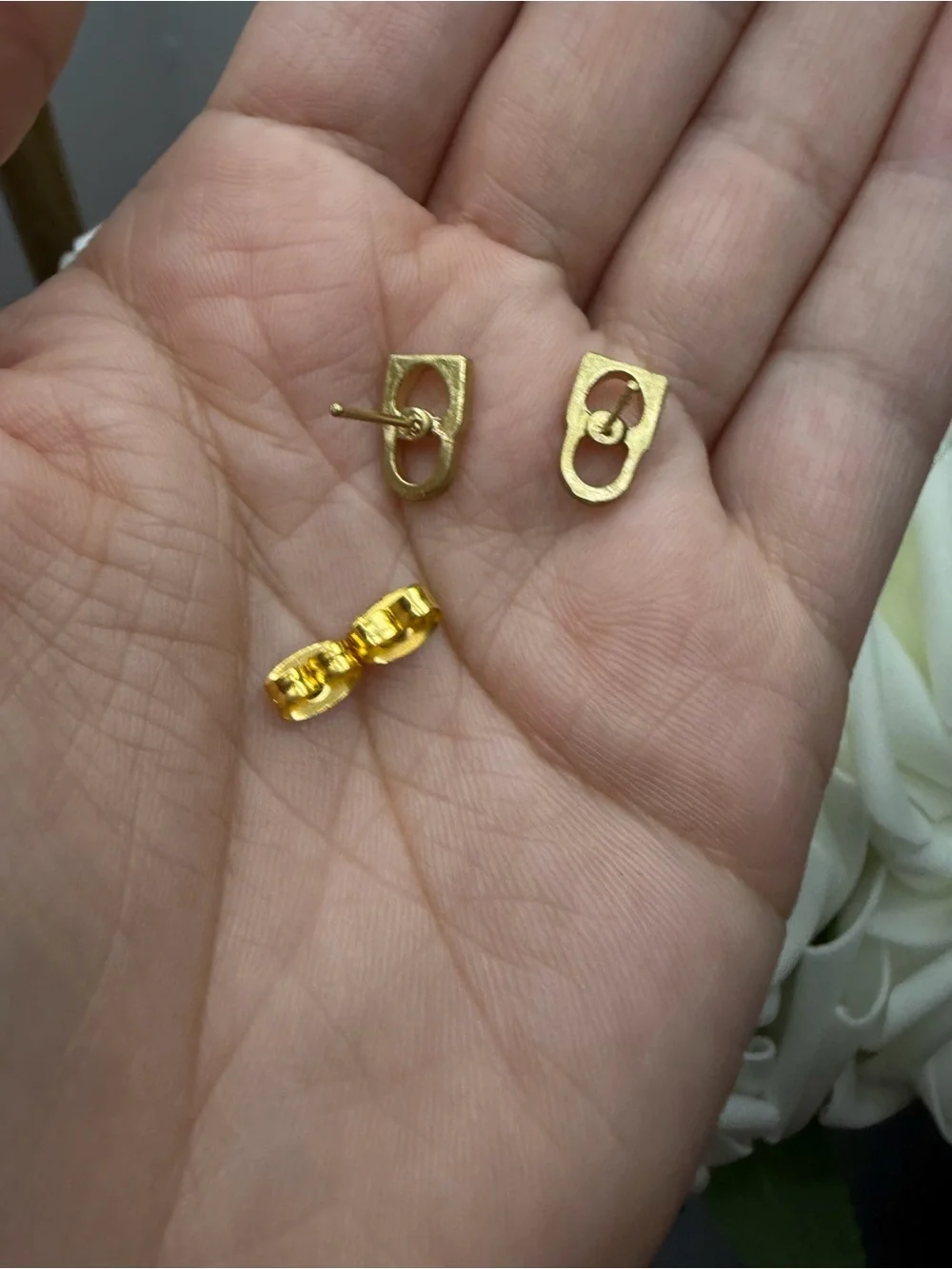 Gold Tone Heart Padlock Stud Earrings